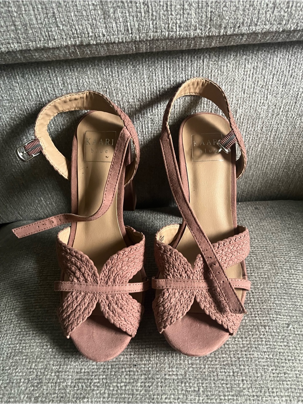 Kaari Blue Mauve Woven Slingback Heels